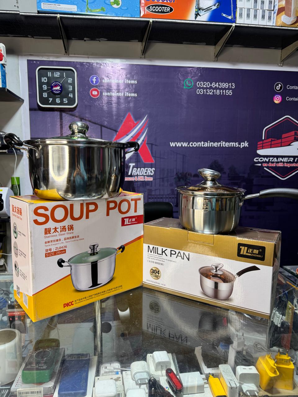 Deal 3 Pack of 2 (6 Litre SOUP POT + 18CM 304 Milk Pan )