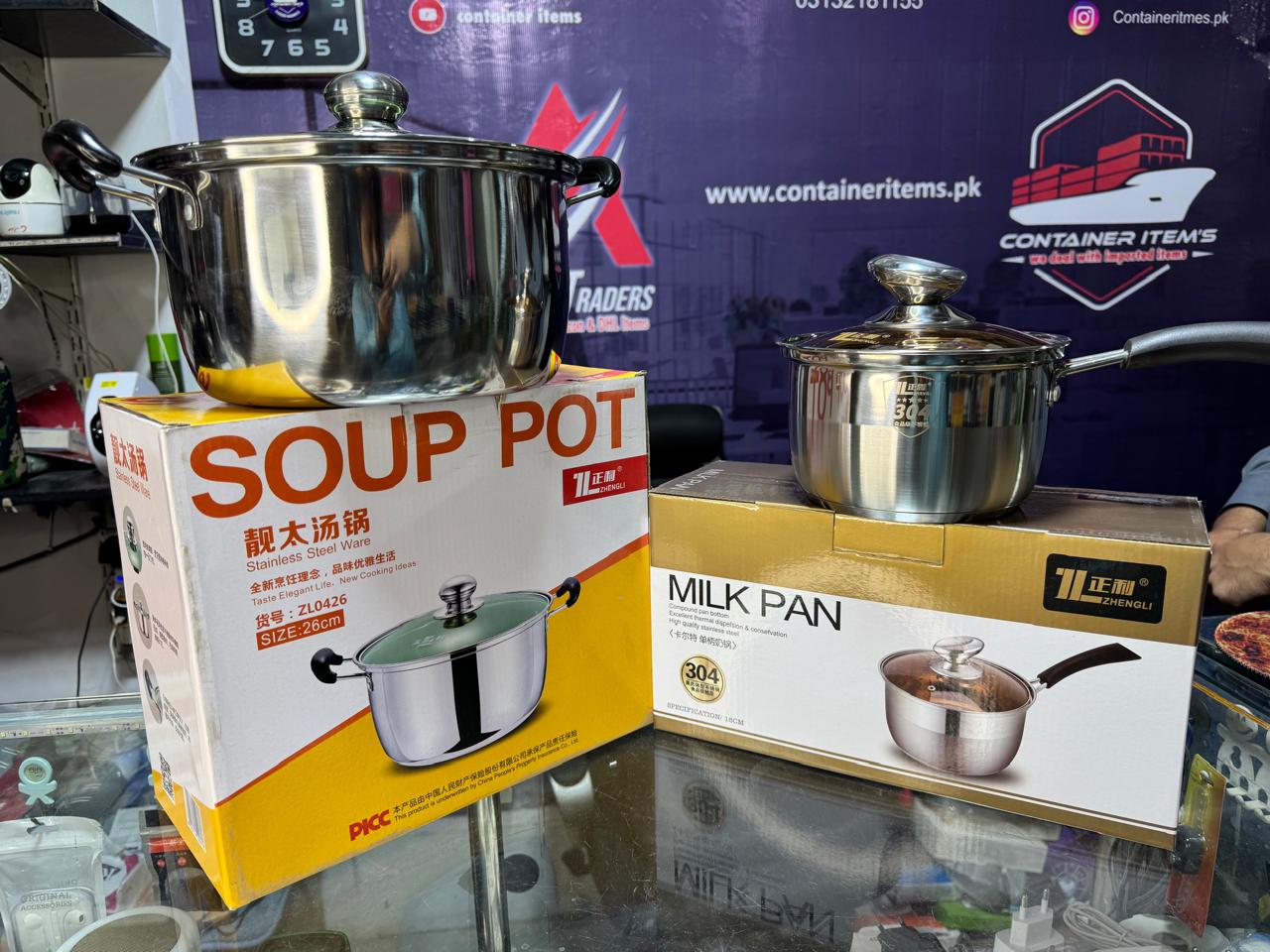 Deal 3 Pack of 2 (6 Litre SOUP POT + 18CM 304 Milk Pan )