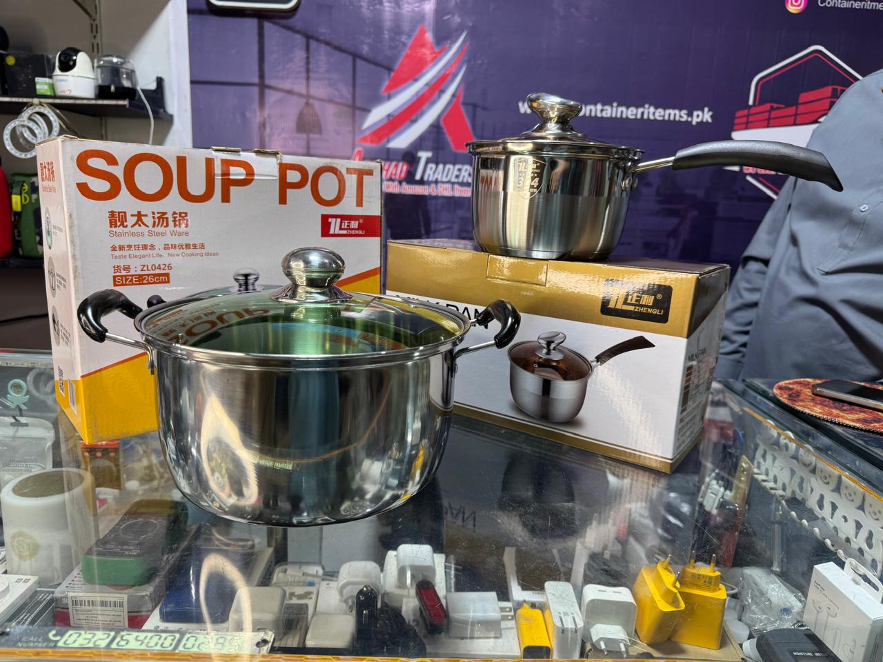 Deal 3 Pack of 2 (6 Litre SOUP POT + 18CM 304 Milk Pan )