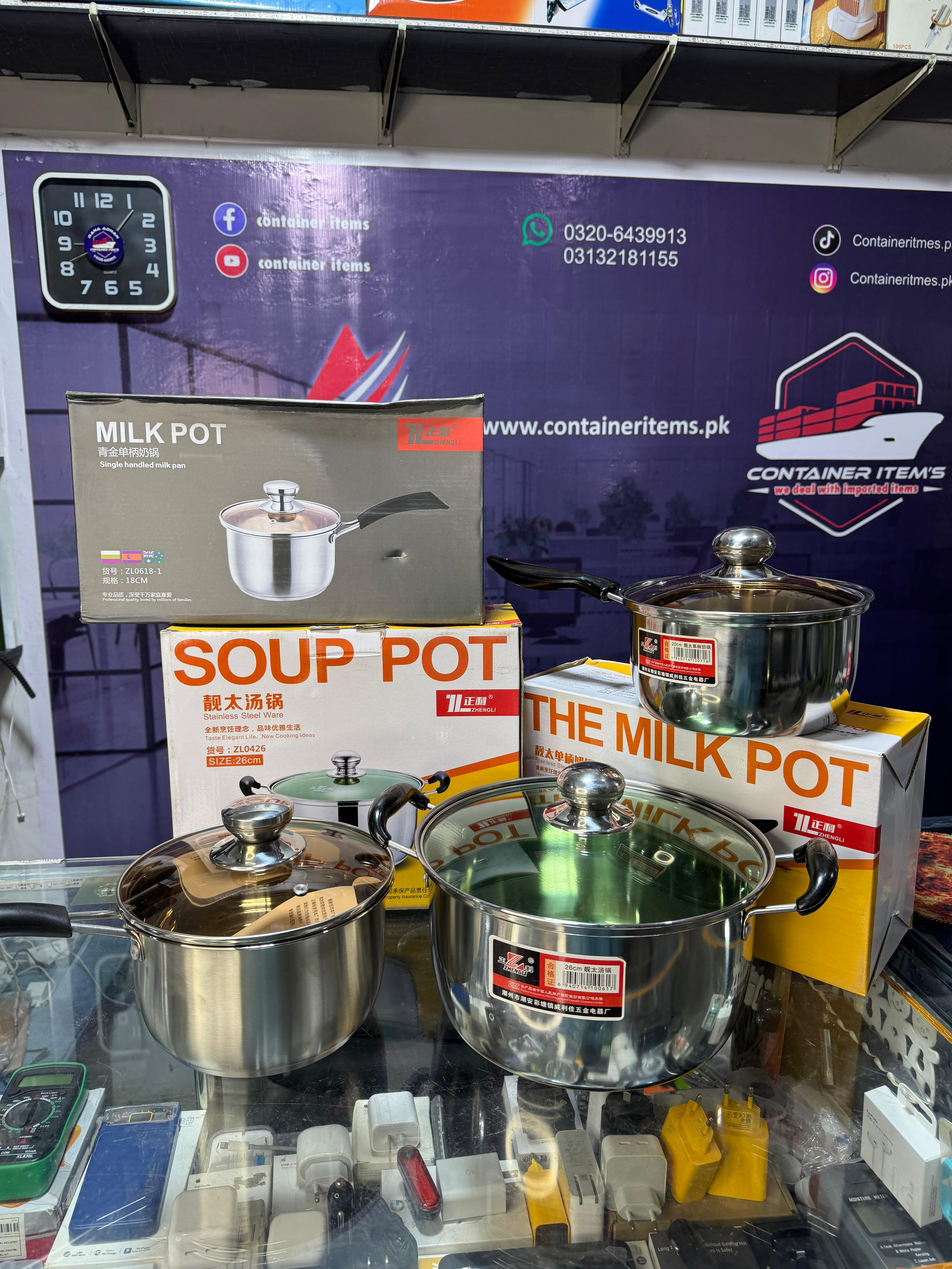 Deal 4 Pack of 3 ( 18cm Milk Pot + 26cm Soup Pot + 20cm Milk Pot)