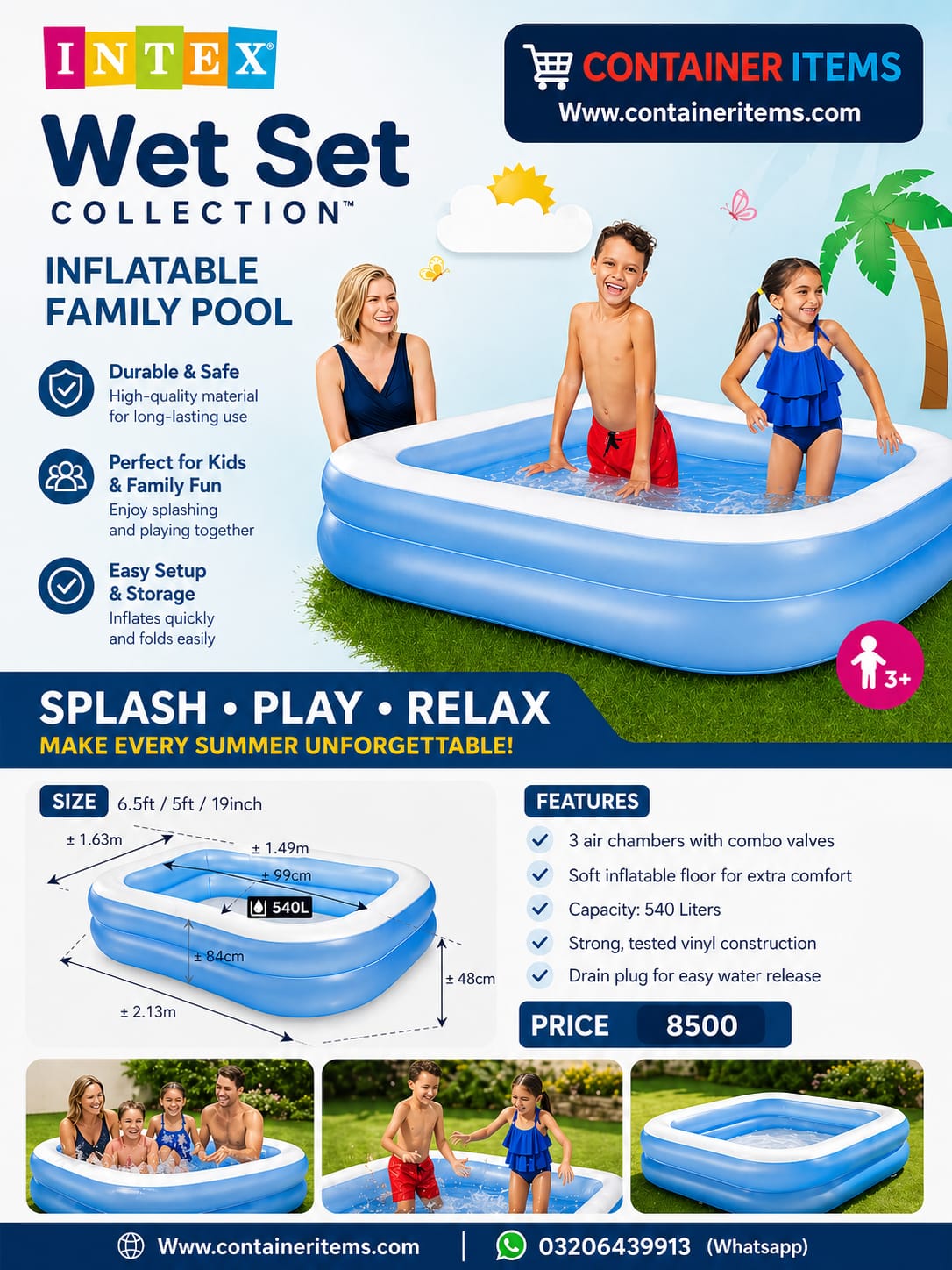 INTEX POOL 6.6FT/5FT/19INCH