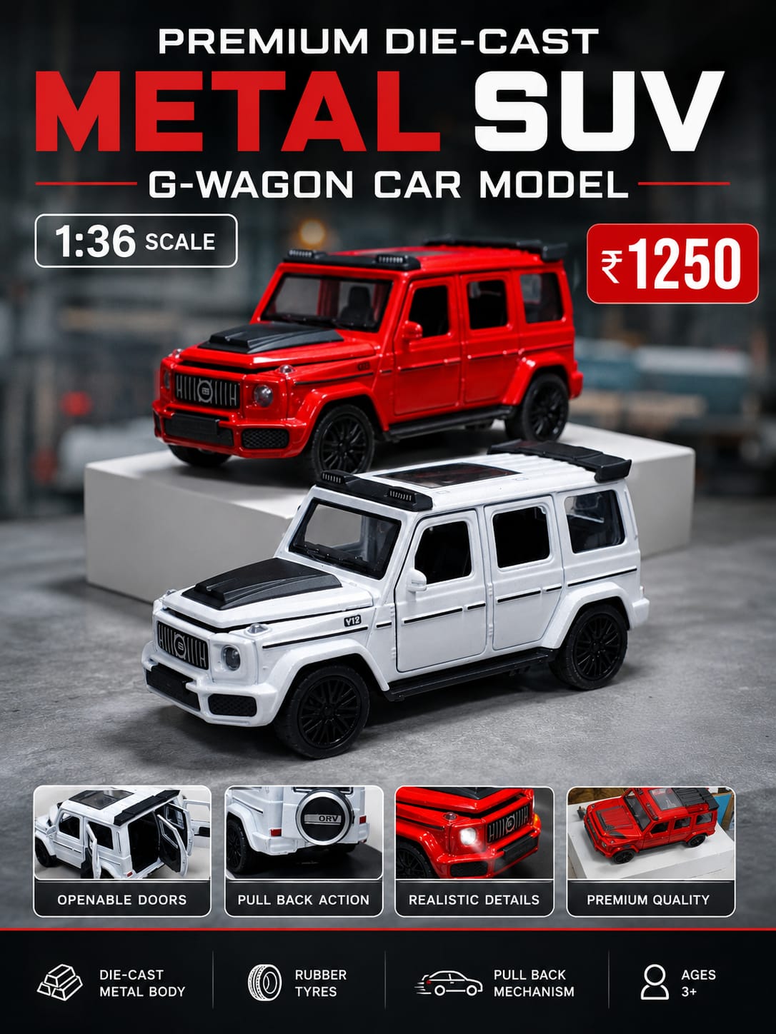 G-Wagon Die-Cast Metal SUV Car Model 1:36 Scale