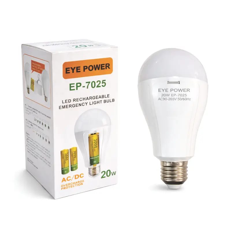 LED Rechargeable Emergency Light Bulb Eye Power EP-7025 20W (AC/DC Backup Bulb)