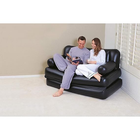 5 in 1 Bestway Inflatable Multi-Functional Sofa for Indoor and Outdoor Use, Black, Double