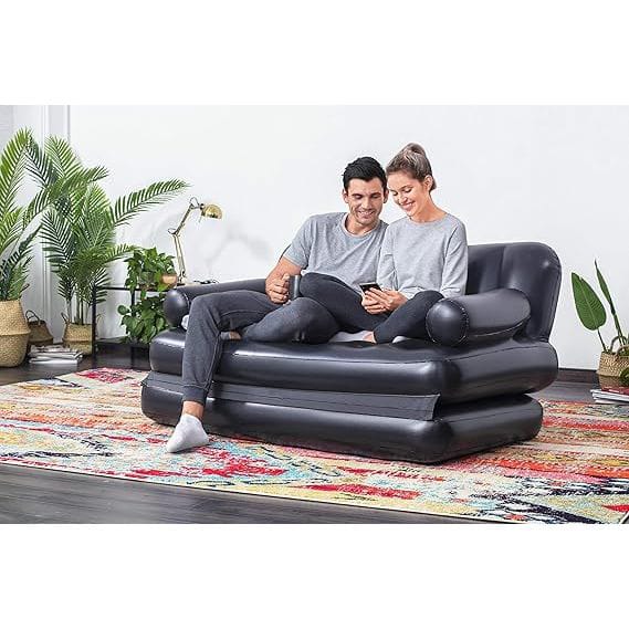 5 in 1 Bestway Inflatable Multi-Functional Sofa for Indoor and Outdoor Use, Black, Double