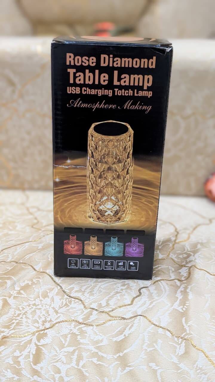 Rose Diamond Crystal Lamp – 16 Color RGB LED Touch & Remote Control Table Lam