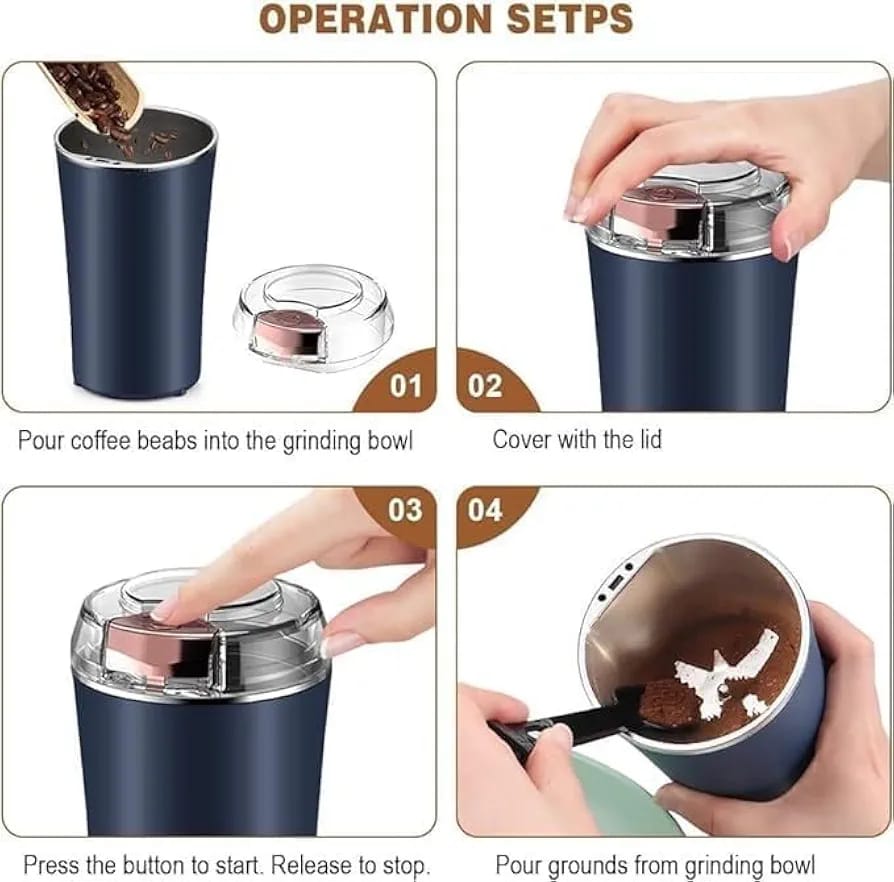 Portable Multi-Functional Electric Stainless Steel Herbs Spices Nuts Grain Grinder for Home and Office