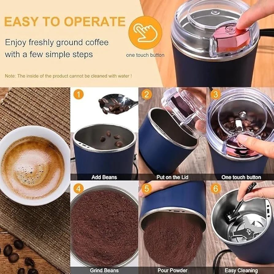 Portable Multi-Functional Electric Stainless Steel Herbs Spices Nuts Grain Grinder for Home and Office