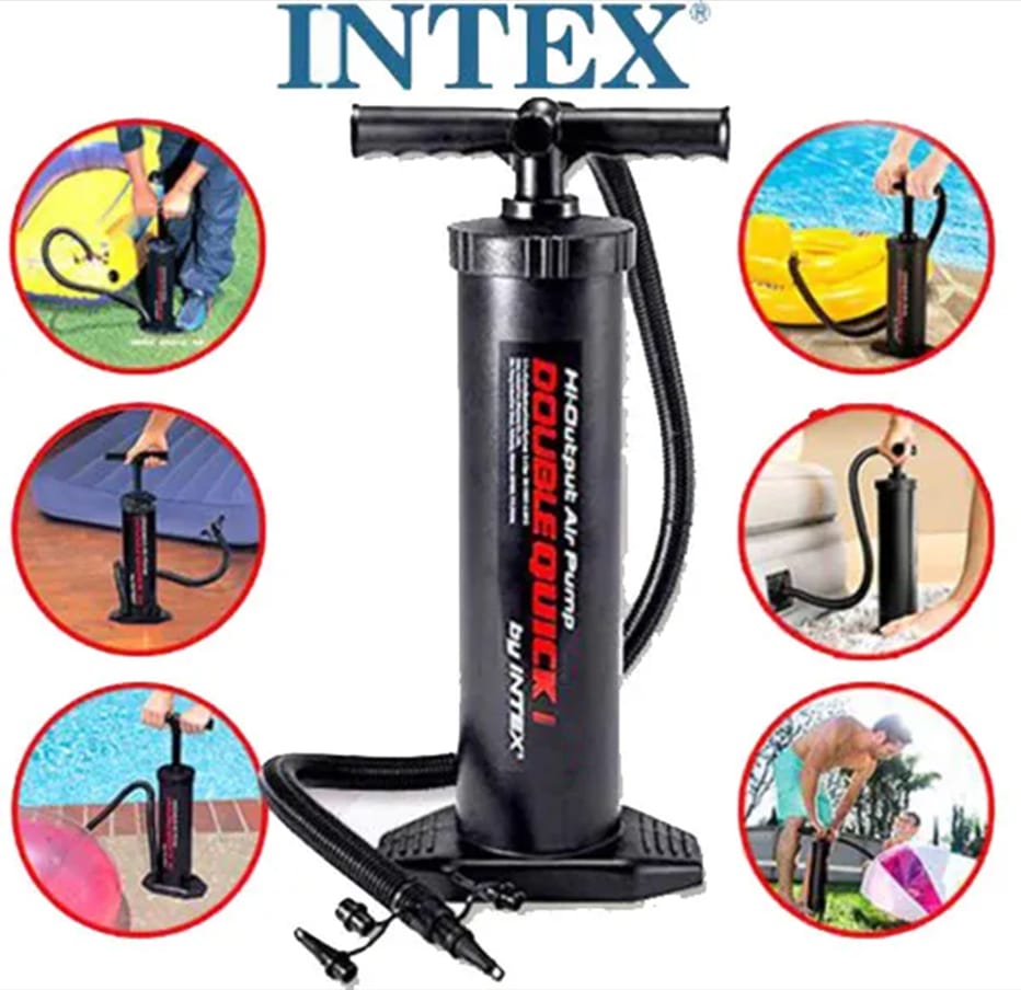 INTEX Double Quick Hi-Output Air Pump with Universal Valve Fittings and Hose