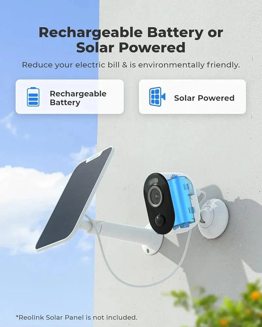 Reolink argus 3 rechargeable bettery powered camera 4mp with colour night vision 2 way talk motion detection box pack (with solar panel)