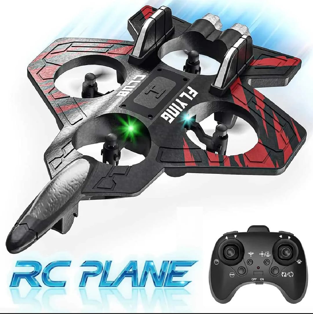 Remote Control Airplane | RC Glider Fighter Jet with LED Light | 360° Flip Stunt Roll | Foam Aeroplane Toy | Rechargeable Flying Drone Gift for Boys & Girls