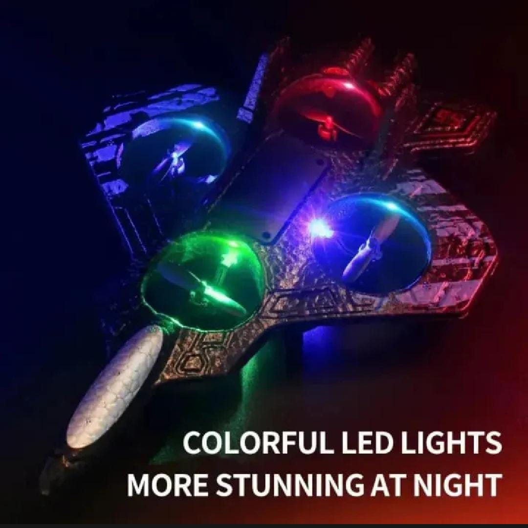 Remote Control Airplane | RC Glider Fighter Jet with LED Light | 360° Flip Stunt Roll | Foam Aeroplane Toy | Rechargeable Flying Drone Gift for Boys & Girls