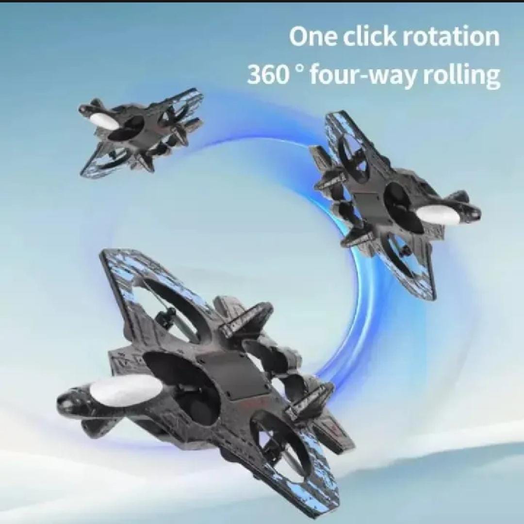 Remote Control Airplane | RC Glider Fighter Jet with LED Light | 360° Flip Stunt Roll | Foam Aeroplane Toy | Rechargeable Flying Drone Gift for Boys & Girls