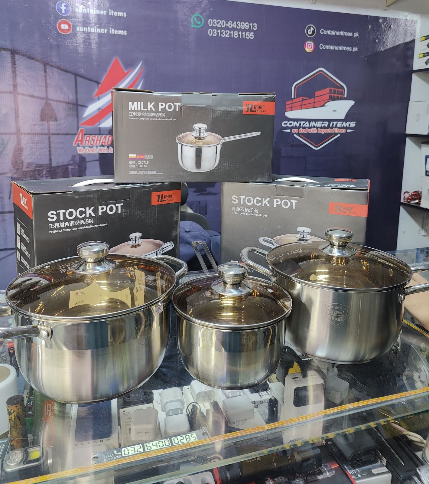 Deal 5 Pack of 3 (6 liter Stock Pot + 5 liter Stock Pot + 2.1 liter Milk Pot )