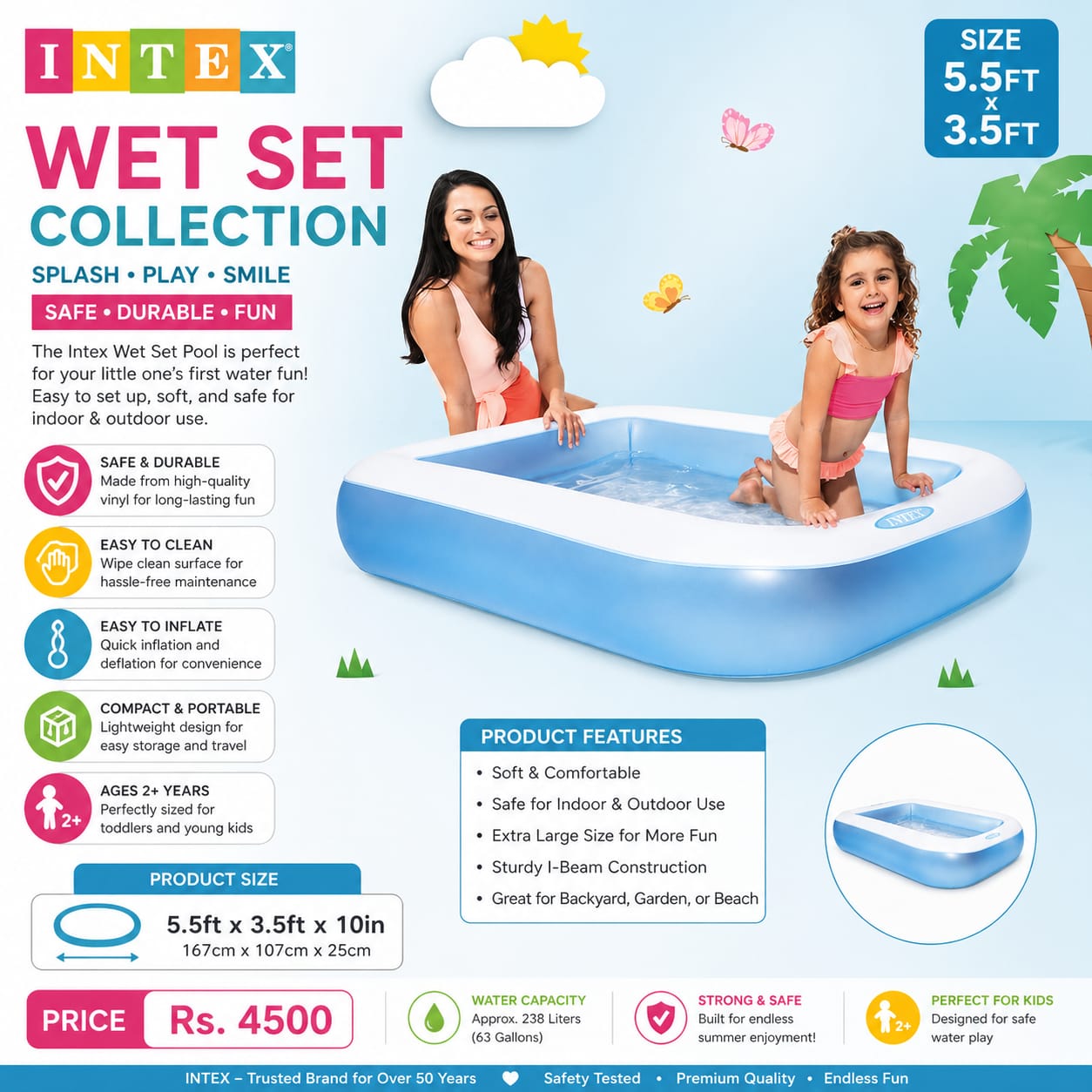 INTEX POOL 5.5ft/3.5ft
