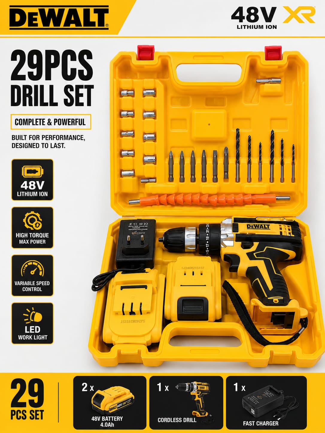 German Lot Dewalt Drill Machine 48V  (29PCS Drill Set)