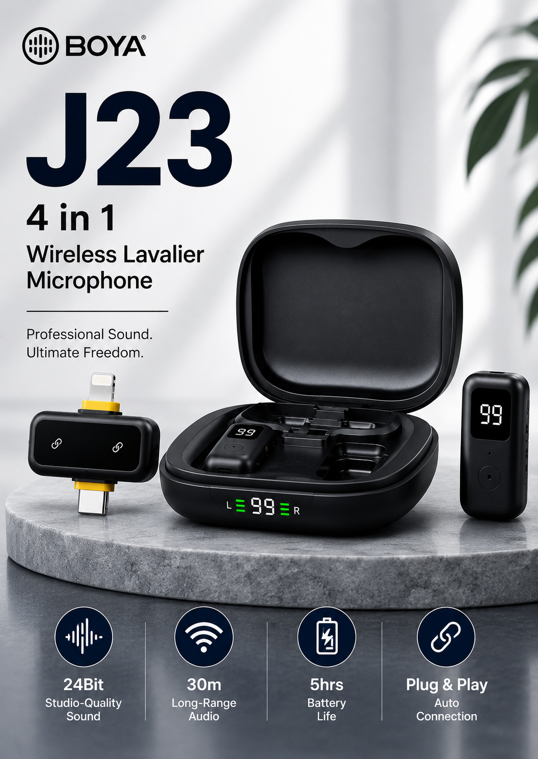 J23 4-in-1 Wireless Microphone Seamless Connection. Professional Audio