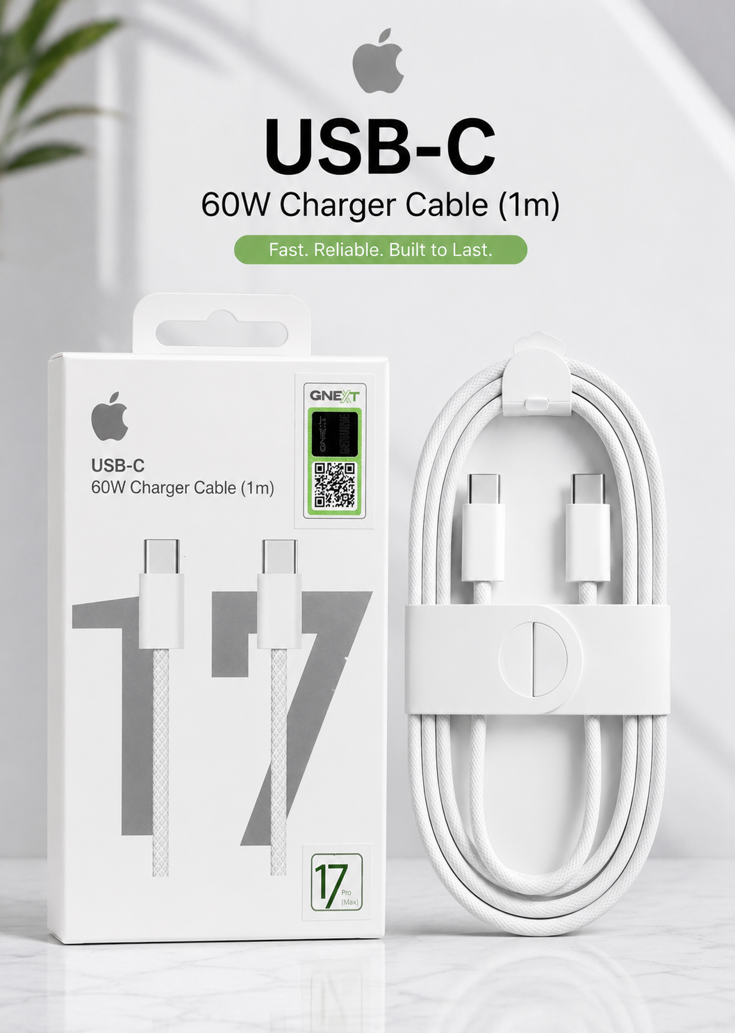 Apple USB-C to USB-C 60W Fast Charging Cable (1M)