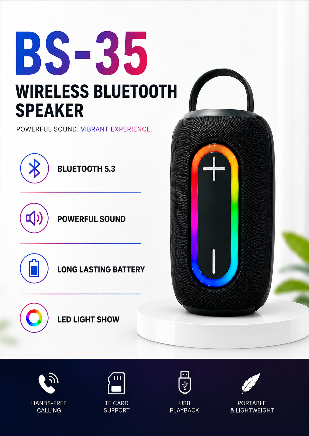 BS-35 Wireless Bluetooth RGB Lighting Speaker