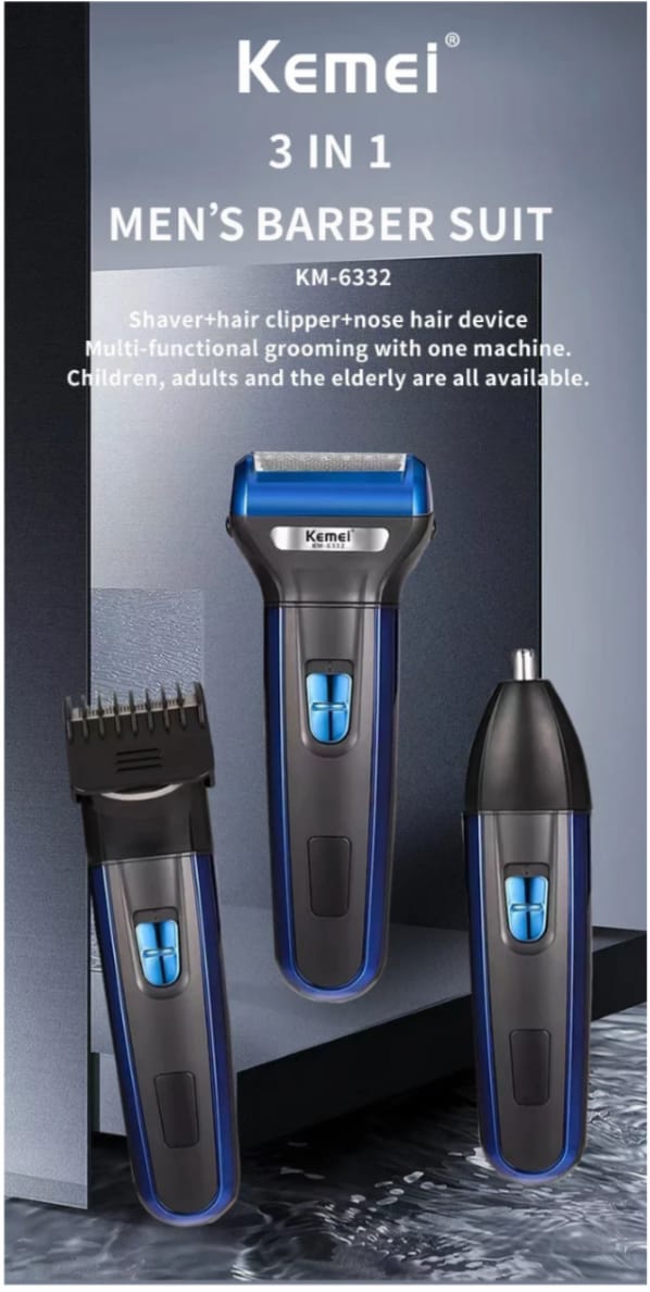 Kemei 3 in 1 Electric Hair Removal Men's Shaver and Grooming Kit